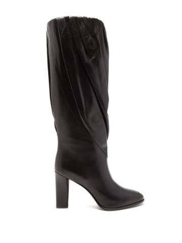 Matchesfashion.com Givenchy - Gathered Knee High Leather Boots - Womens - Black