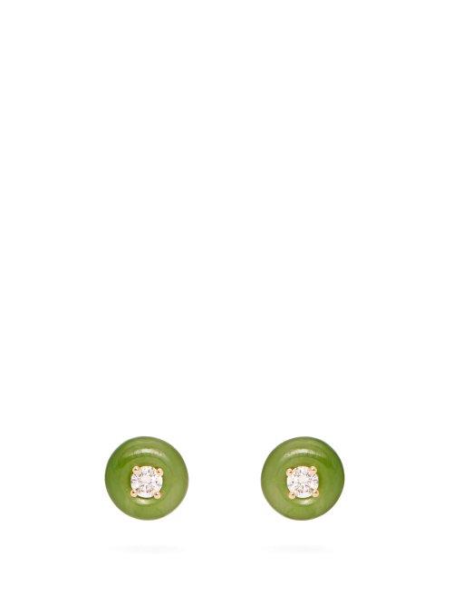 Matchesfashion.com Fernando Jorge - Orbit Diamond, Jade & 18kt Gold Earrings - Womens - Green