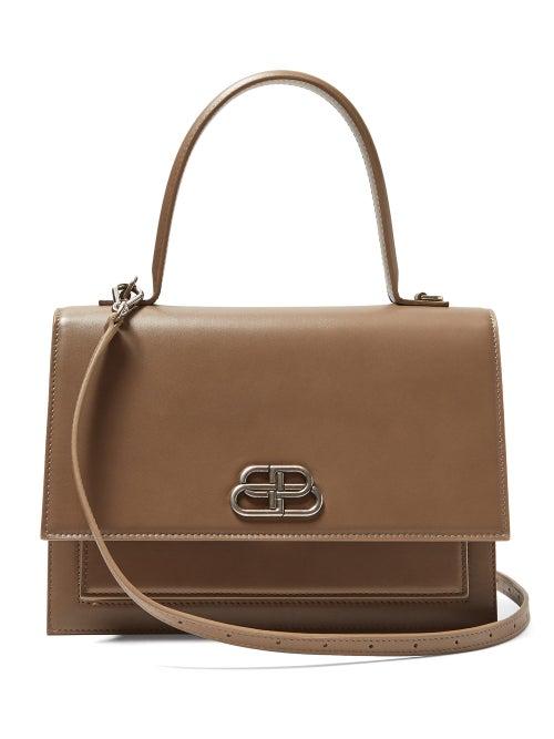 Matchesfashion.com Balenciaga - Sharp M Leather Cross Body Bag - Womens - Mid Beige