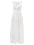 Ladies Beachwear Loveshackfancy - Hasina Broderie-anglaise Cotton-voile Dress - Womens - White