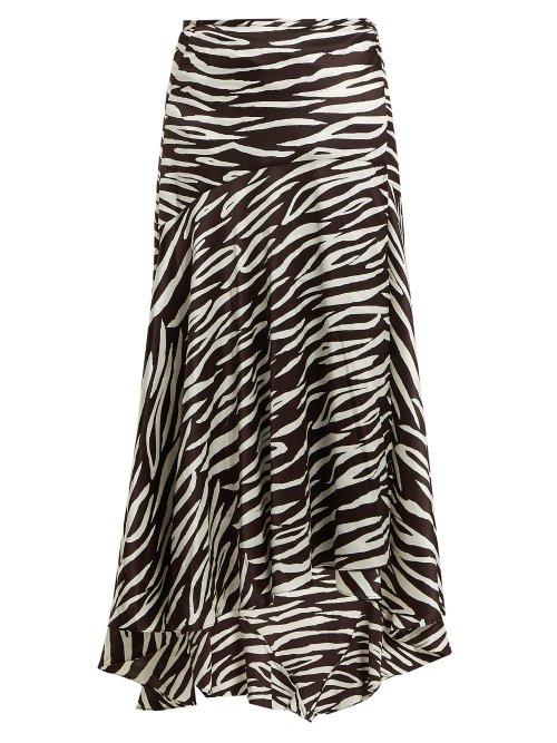 Matchesfashion.com Ganni - Blakely Zebra Print Wrap Skirt - Womens - Brown Print