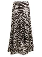 Matchesfashion.com Ganni - Blakely Zebra Print Wrap Skirt - Womens - Brown Print