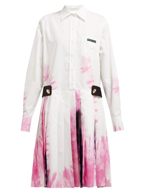 Matchesfashion.com Prada - Tie Dye Cotton Shirtdress - Womens - White Multi
