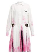 Matchesfashion.com Prada - Tie Dye Cotton Shirtdress - Womens - White Multi