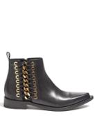 Alexander Mcqueen Chain-side Leather Ankle Boots