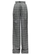Matchesfashion.com Dolce & Gabbana - Prince Of Wales Check Wide Leg Trousers - Womens - Grey Multi