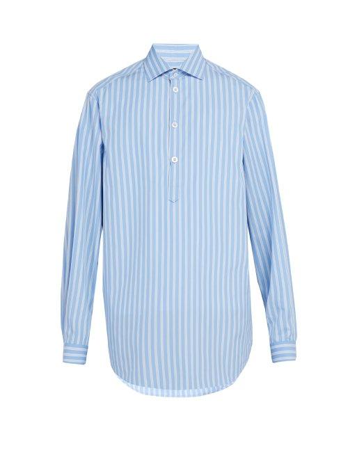 Matchesfashion.com Gucci - Striped Cotton Shirt - Mens - Blue