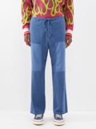 Palm Angels - Patchwork Cotton Trousers - Mens - Blue