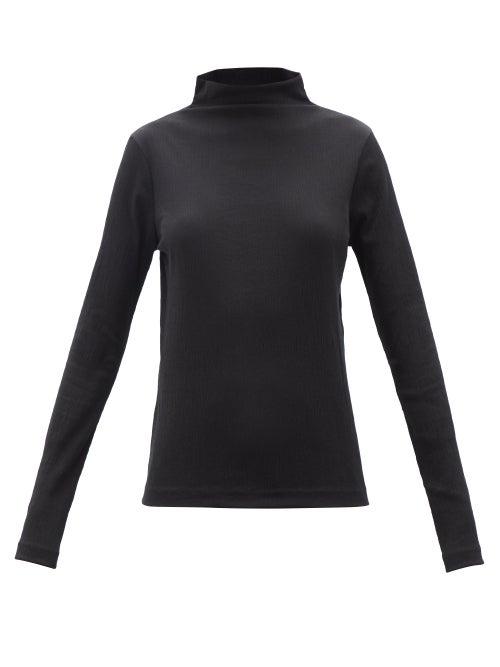 Jil Sander - Crinkle-effect Cotton-jersey Long-sleeved Top - Womens - Black