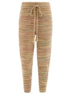 Loveshackfancy - Olvera Stripe-jacquard Knit Track Pants - Womens - Yellow