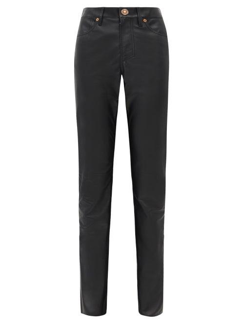 Matchesfashion.com Gabriela Hearst - Charles Leather Straight-leg Trousers - Womens - Black