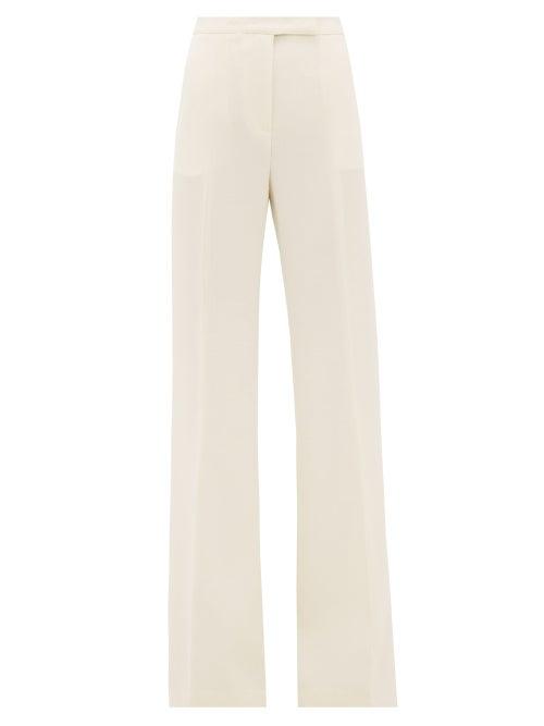 Matchesfashion.com Gabriela Hearst - Leda High-rise Wool-crepe Flared Trousers - Womens - Ivory