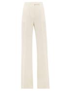 Matchesfashion.com Gabriela Hearst - Leda High-rise Wool-crepe Flared Trousers - Womens - Ivory