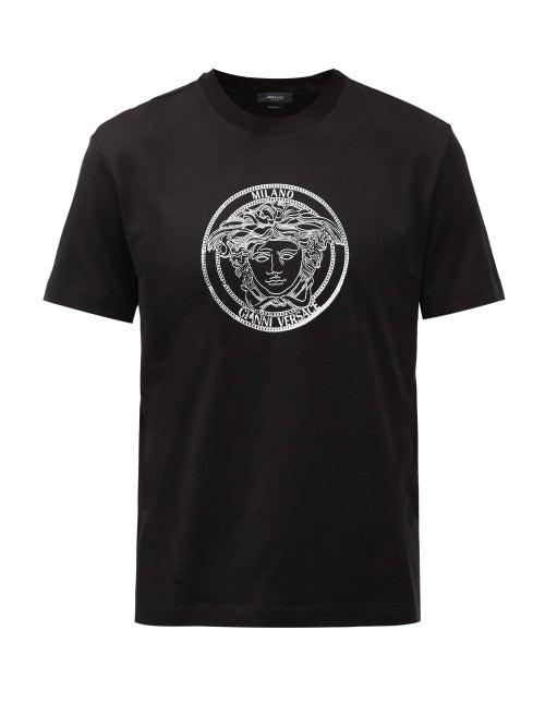 Matchesfashion.com Versace - Medusa Logo-print Cotton-jersey T-shirt - Mens - Black