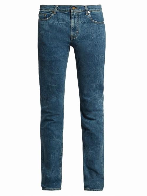 Saint Laurent Wrinkle-effect Mid-rise Skinny Jeans
