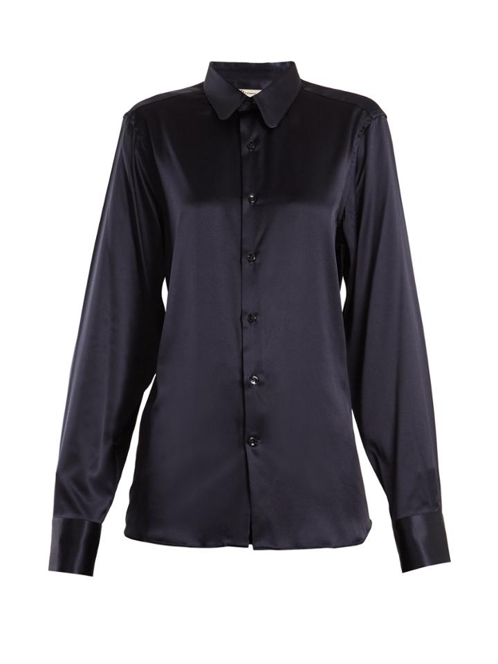 Connolly Point-collar Silk-blend Satin Shirt