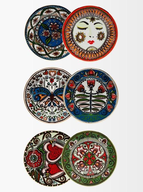 La Doublej - X Ladure Set Of Six Porcelain Dessert Plates - Womens - Multi