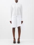 Jw Anderson - Raw-edge Cotton-poplin And Denim Shirt Dress - Womens - White