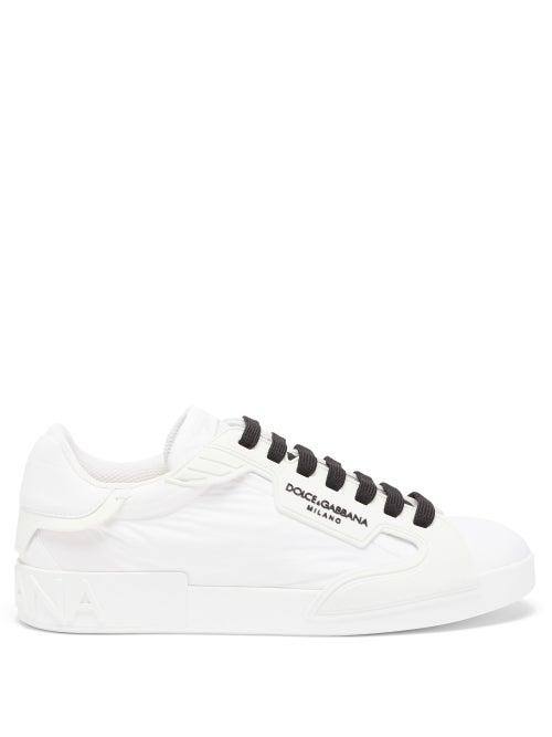 Matchesfashion.com Dolce & Gabbana - Portofino Sole-logo Shell And Leather Trainers - Mens - White