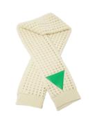 Bottega Veneta - Triangle-patch Open-knit Wool Scarf - Womens - Cream