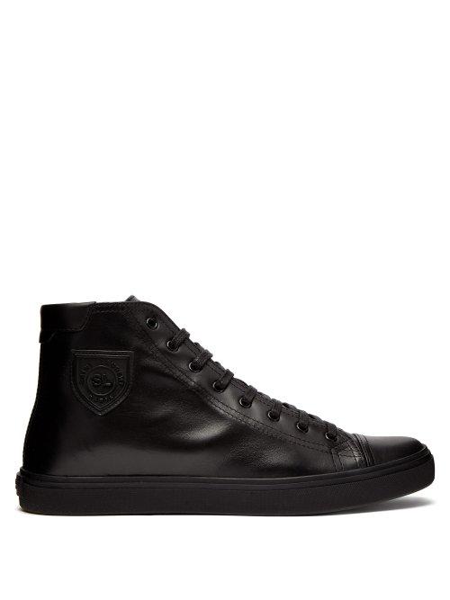 Matchesfashion.com Saint Laurent - Bedford High Top Leather Trainers - Mens - Black