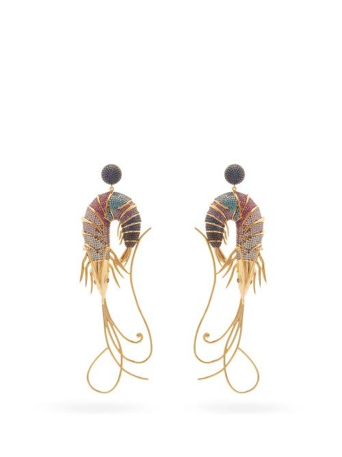 Matchesfashion.com Begum Khan - Shrimp Pearl & 24kt Gold-plated Drop Earrings - Womens - Multi