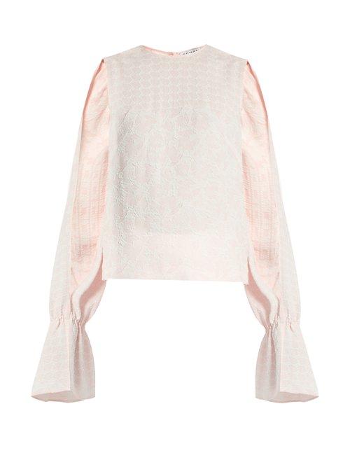 Matchesfashion.com Osman - Petra Round Neck Long Sleeved Jacquard Top - Womens - Pink