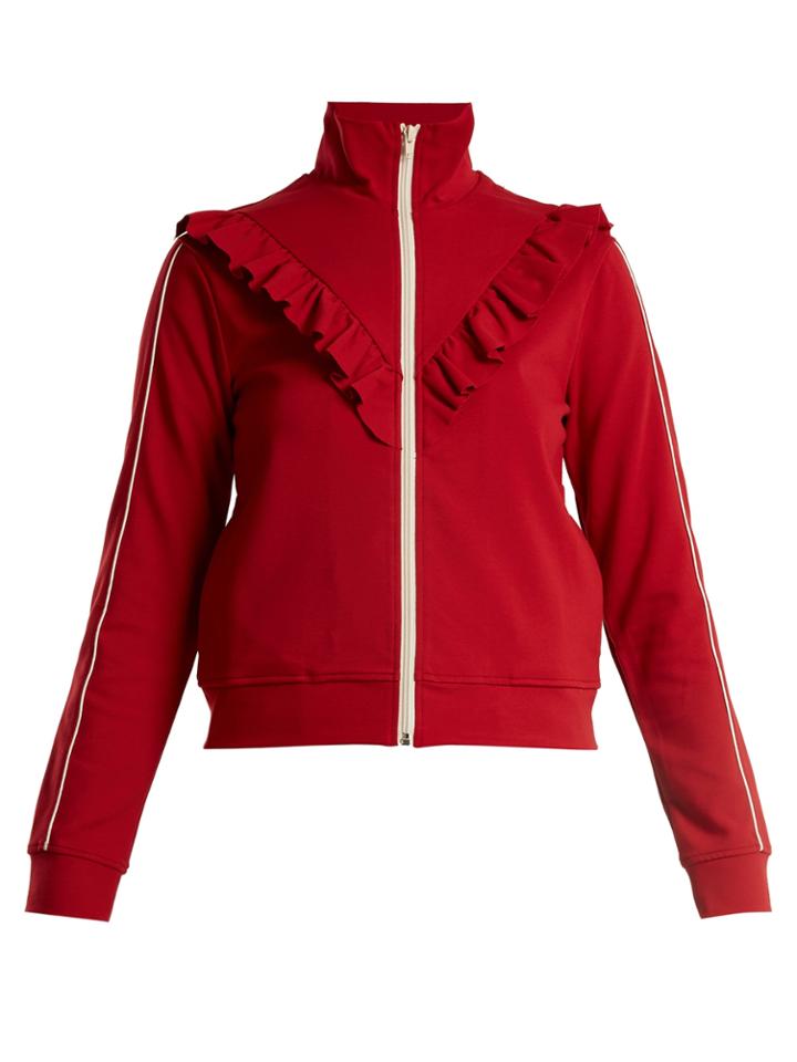 Redvalentino Ruffle-trimmed High-neck Track Top