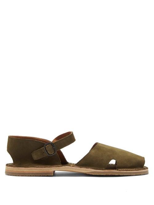 Matchesfashion.com Hereu - Salva Two-part Buckled Suede Sandals - Mens - Olive Green