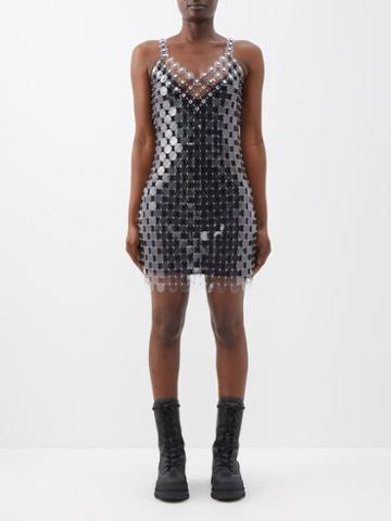 Paco Rabanne - Crystal-embellished Chainmail Mini Dress. - Womens - Black Clear