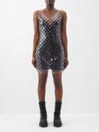 Paco Rabanne - Crystal-embellished Chainmail Mini Dress. - Womens - Black Clear