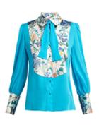 Matchesfashion.com Edeltrud Hofmann - Jolly Floral Print Silk Blouse - Womens - Blue Multi