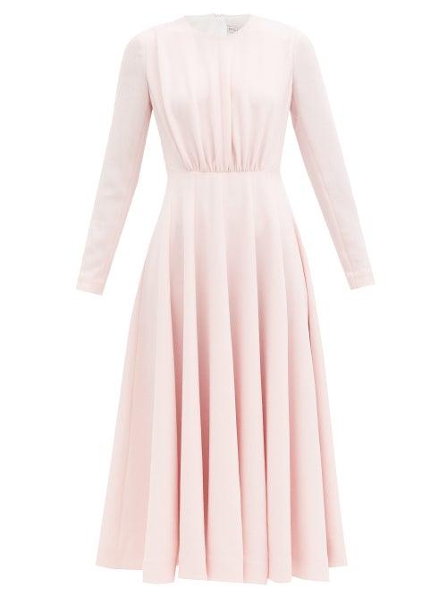 Matchesfashion.com Emilia Wickstead - Jorgie Gathered-bodice Flared Crepe Midi Dress - Womens - Light Pink