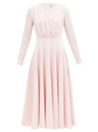 Matchesfashion.com Emilia Wickstead - Jorgie Gathered-bodice Flared Crepe Midi Dress - Womens - Light Pink