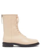 Matchesfashion.com Legres - Leather Combat Boots - Womens - Cream