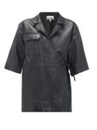 Matchesfashion.com Ganni - Tie-waist Leather Jacket - Womens - Black