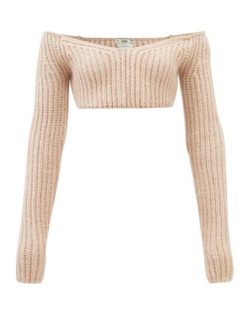 Fendi - Off-the-shoulder Cropped Top - Womens - Pink