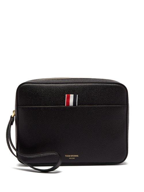 Matchesfashion.com Thom Browne - Pebbled Leather Wash Bag - Mens - Black