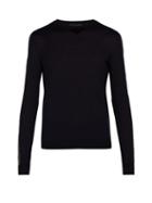 Matchesfashion.com Giorgio Armani - Chevron Striped Wool Sweater - Mens - Navy