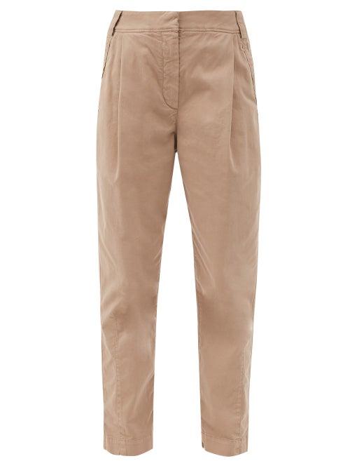 Matchesfashion.com Brunello Cucinelli - Pleated Cotton-blend Twill Trousers - Womens - Tan
