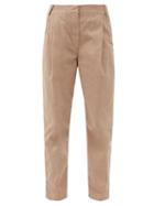 Matchesfashion.com Brunello Cucinelli - Pleated Cotton-blend Twill Trousers - Womens - Tan