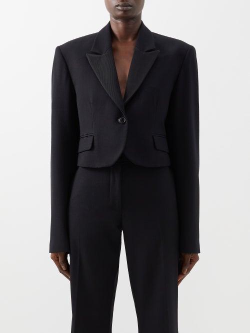 Raey - Cropped Wool Tux Jacket - Womens - Black