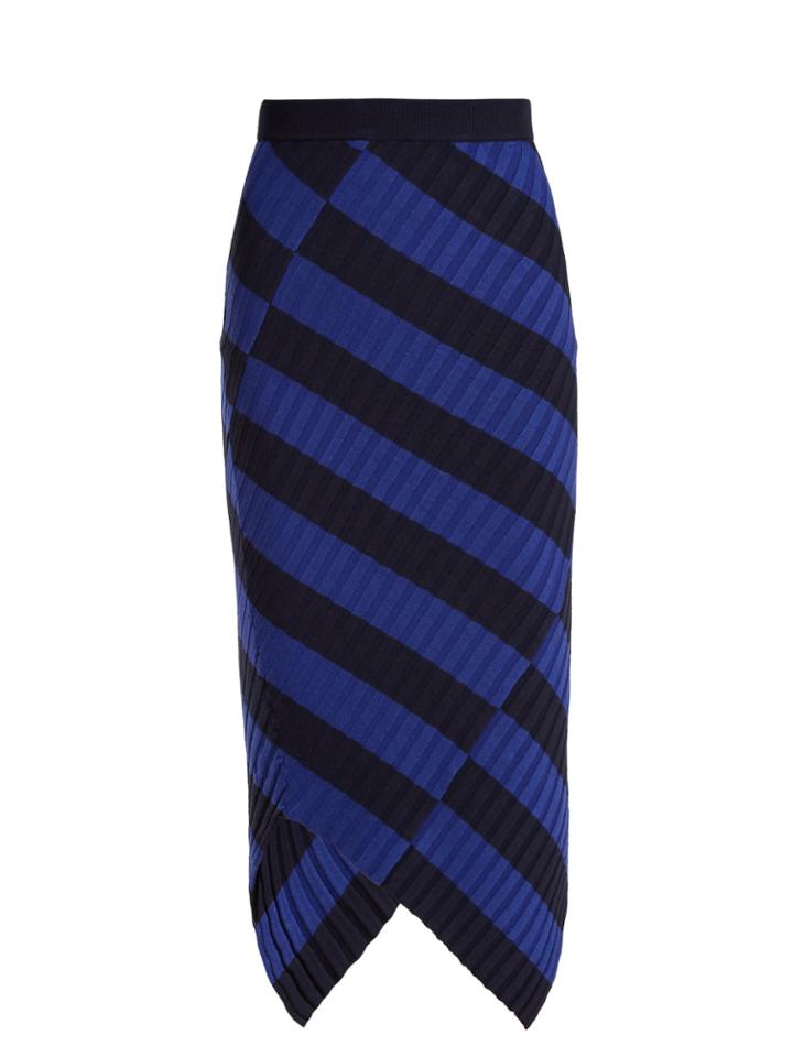 Altuzarra Mallory Asymmetric Striped Ribbed-knit Midi Skirt