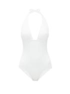Matchesfashion.com Eres - Gabardine Halterneck Zigzag-knitted Swimsuit - Womens - White