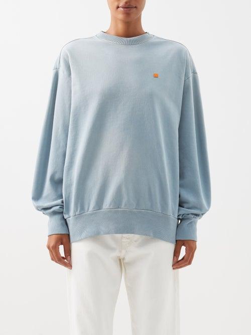 Acne Studios - Face-patch Cotton-jersey Sweatshirt - Womens - Light Blue
