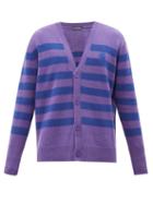 Acne Studios - Face-patch Striped Wool Cardigan - Mens - Purple Multi