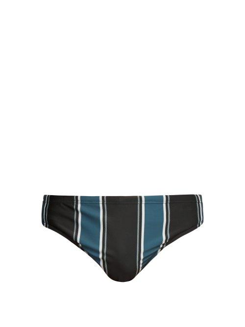 Matchesfashion.com Commas - Striped Mid Rise Swim Trunks - Mens - Blue Multi