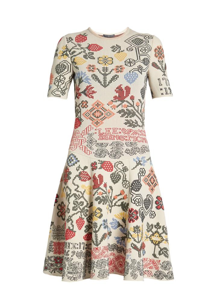 Alexander Mcqueen Cross Stitch-jacquard A-line Dress