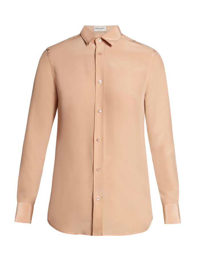 Saint Laurent Point-collar Crepe De Chine Shirt
