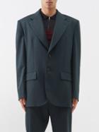 Mm6 Maison Margiela - Single-breasted Twill Suit Jacket - Mens - Green